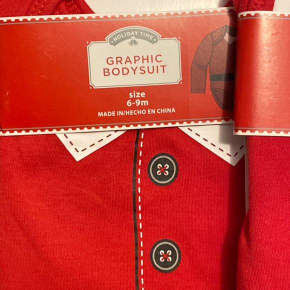 Christmas Baby Graphic Bodysuit NWT Red Santa - Picture 3 of 5